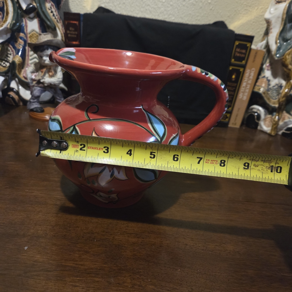 Handcrafted Red Floral Pitcher - Picture 8 of 8